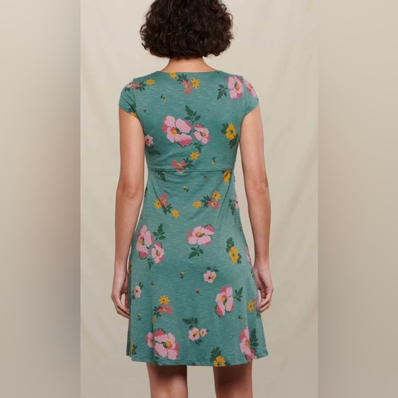 Toad & Co Rosemarie Short Sleeve Midi Length Athleisure Active Travel Dress - Picture 4 of 9